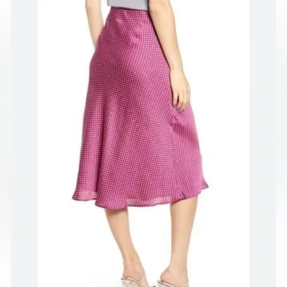 Anthropologie Leith Bias Pink Plumier Frances Geo Print MIDI Skirt - Picture 3 of 6